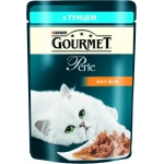 Gourmet Perle (Гурме Перл) Консервований порційний повнораціонний корм для дорослих котів з тунцем. Міні філе у підливці 85 г